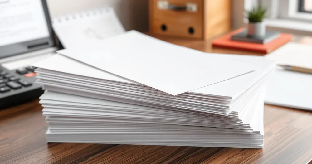 folhas de papel em branco no formato de quadrinhos sobre escrivaninha